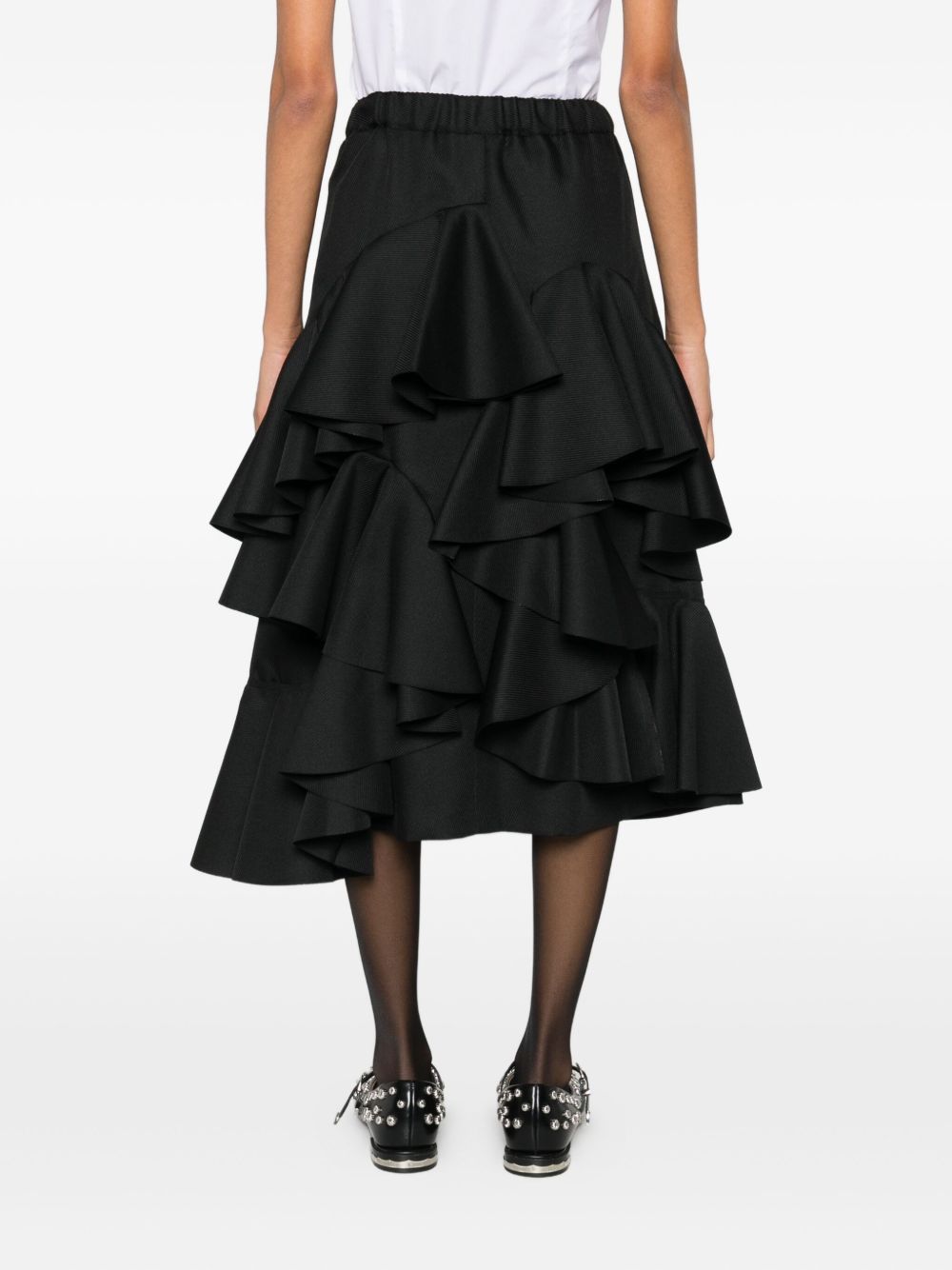 Comme Des Garçons Elastic Waist Midi Skirt In Black