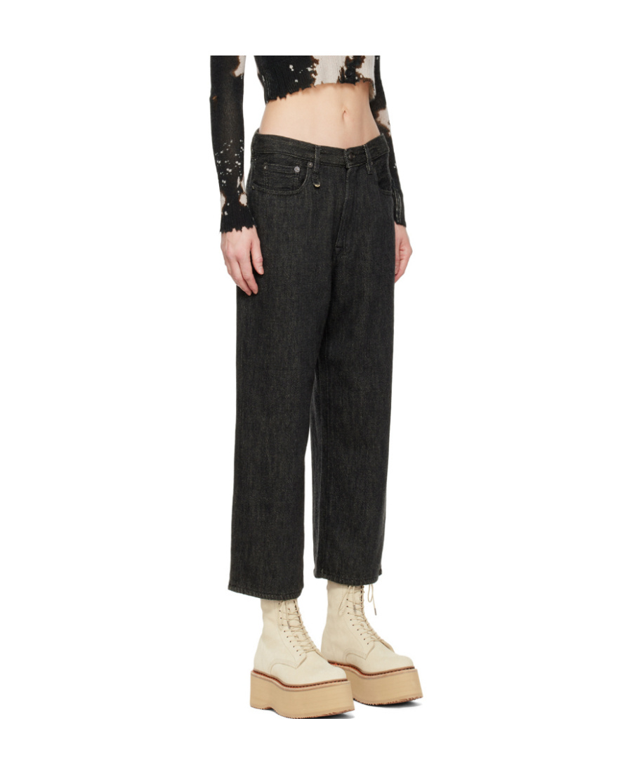 R13 Wide Leg Cropped Jeans In Black