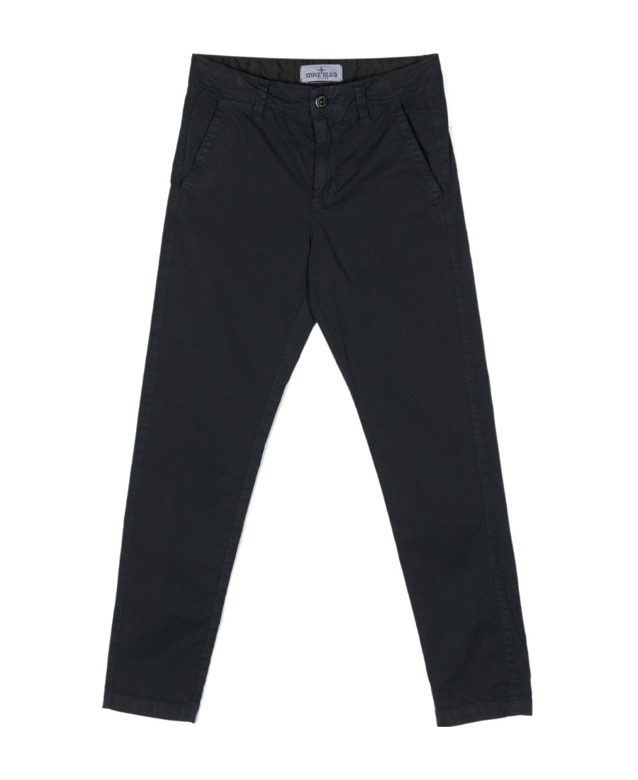 Stone Island Compass-motif Straight-leg Trousers In Blue