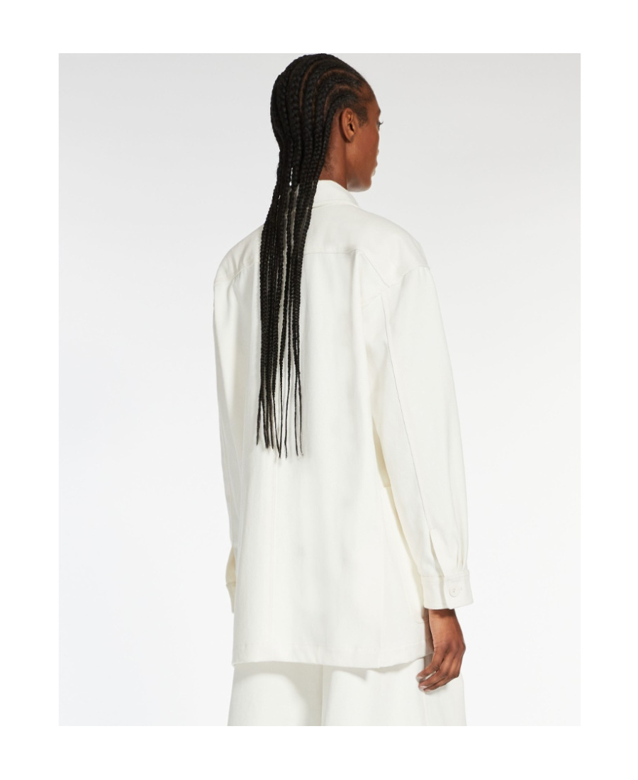 Max Mara Long Sleeve Jacket With Collared Neck And Pockets In White