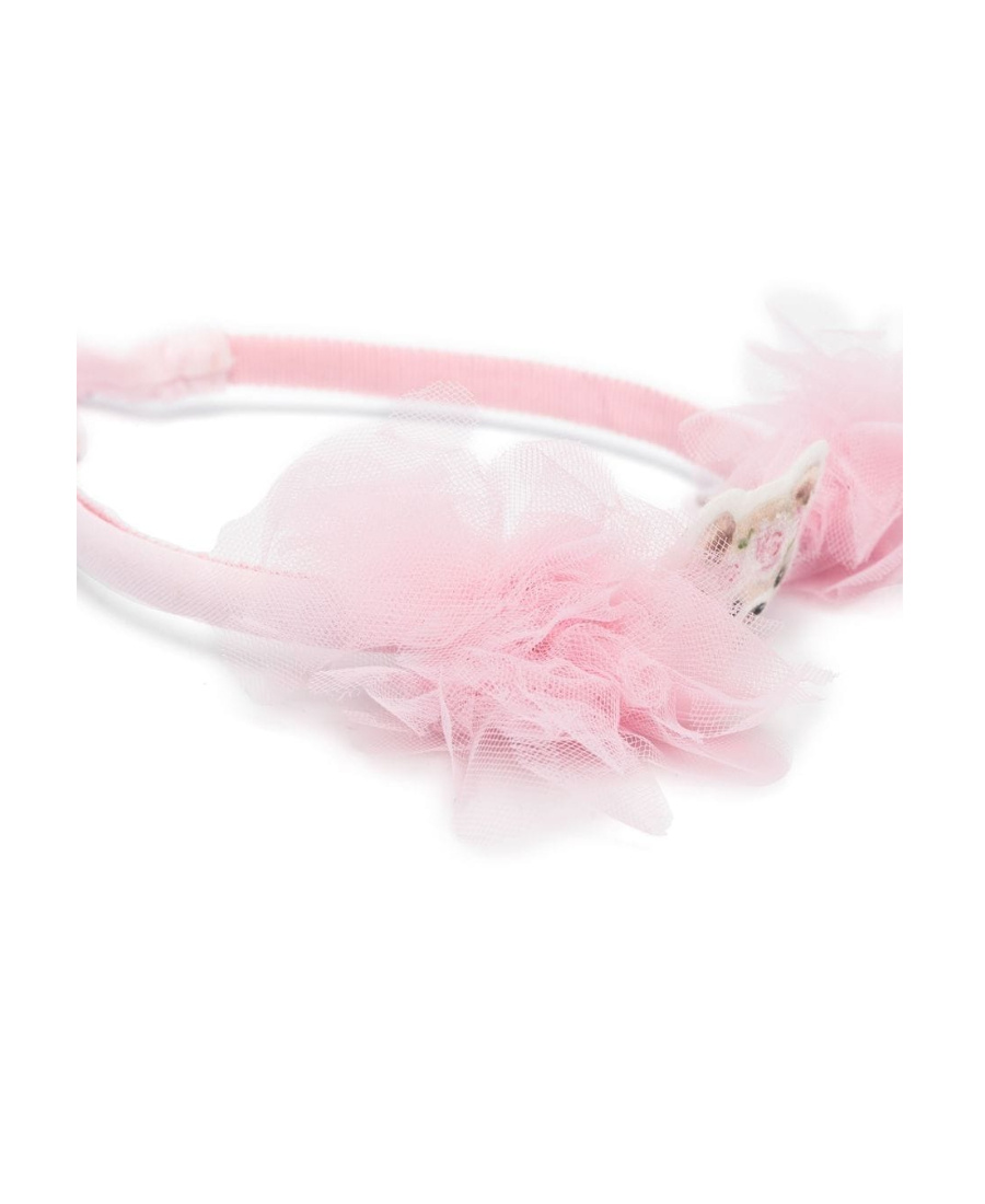 Monnalisa Teddy-patch Tulle-insert Headband In White