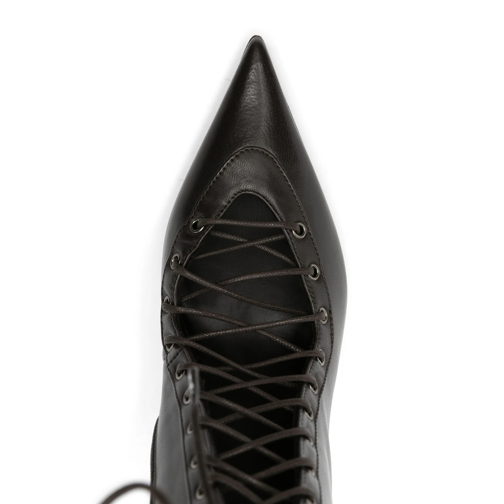 Le Silla Colette 80 Leather Lace-up Boots In Black
