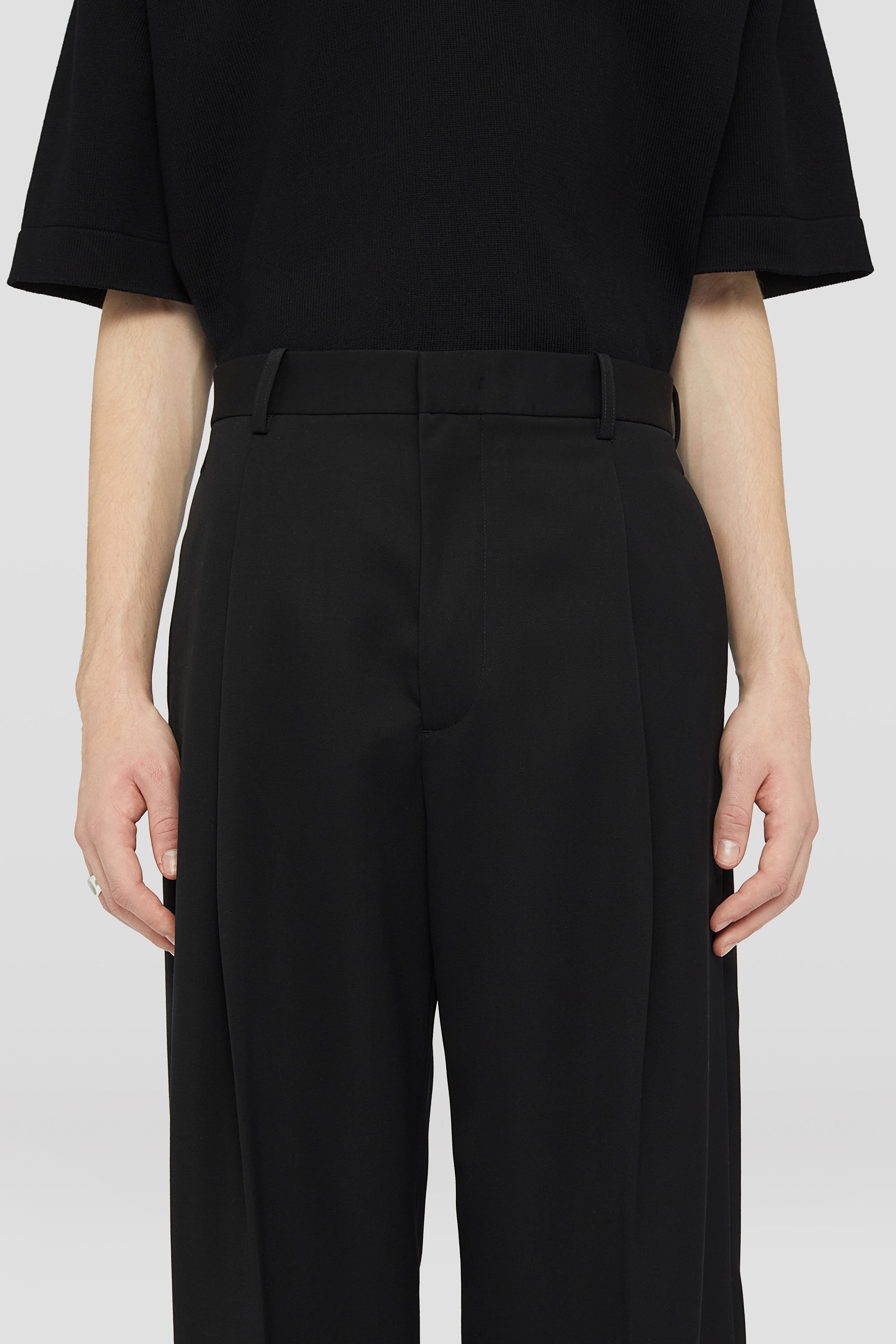 Jil Sander High-waisted Tailored Wool Trousers In Black