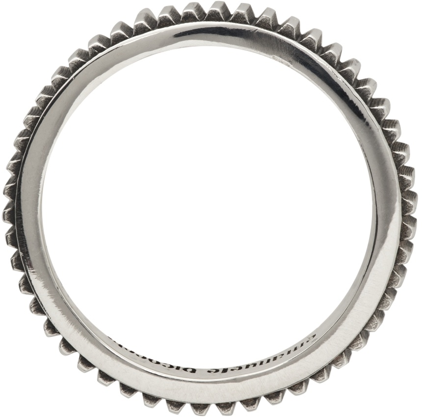 Emanuele Bicocchi Silver Serrated Band Ring In Gray