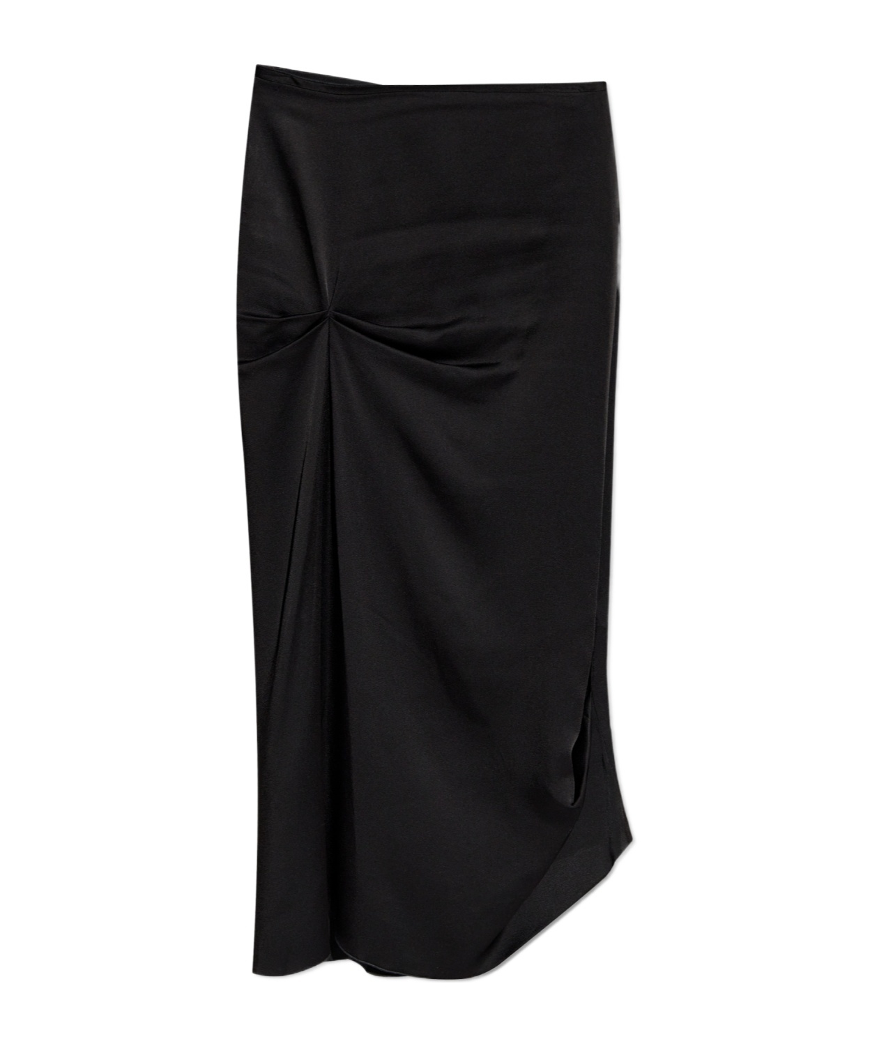 Victoria Beckham Draped Pleat Satin Midi Skirt In Black