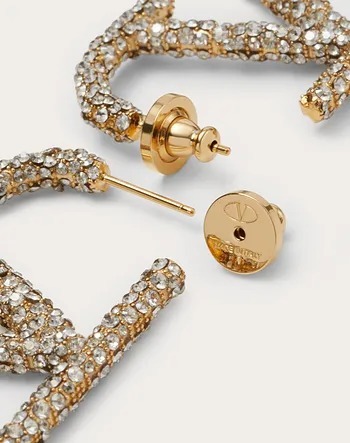 Valentino Rhinestone-embellished Vlogo Earrings In Yellow