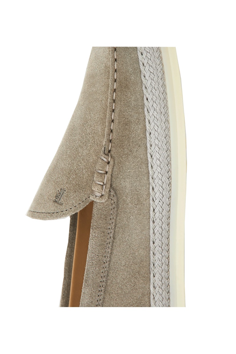 Tod's Suede Round Toe Slippers With Rubber Sole In Gray