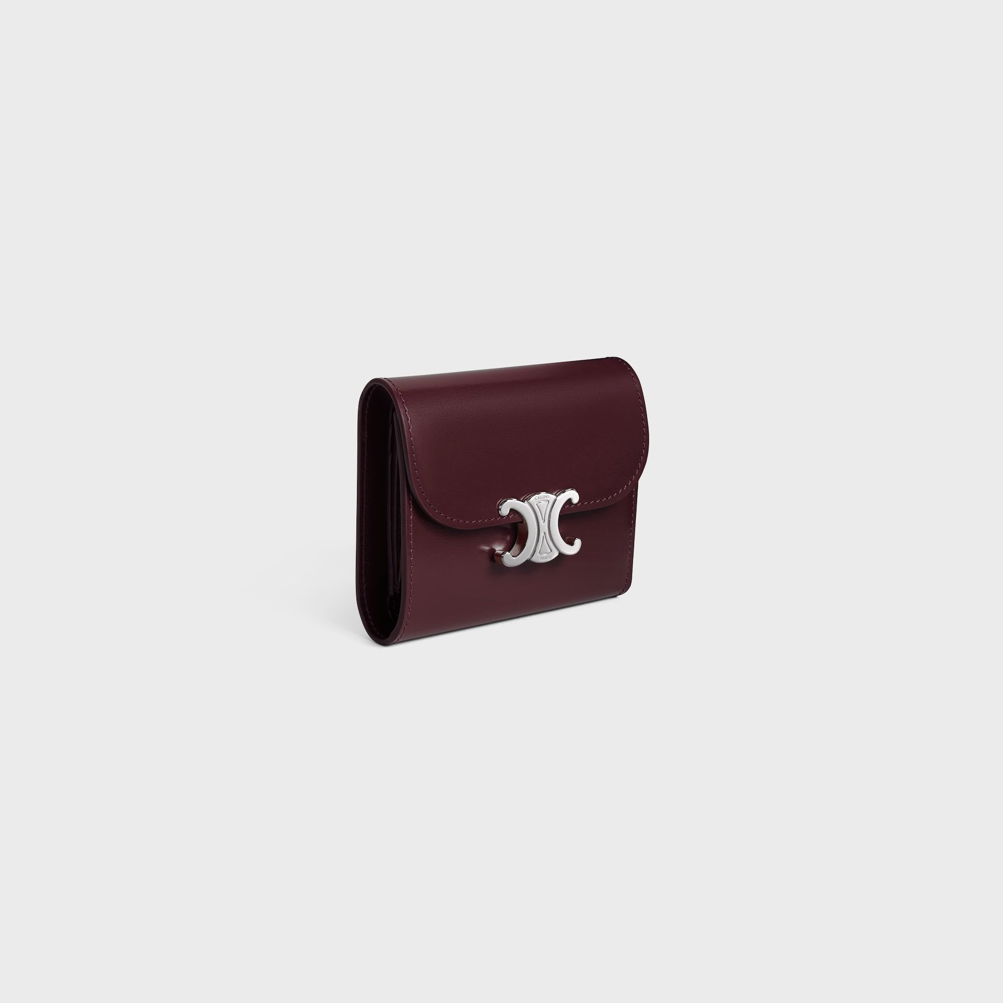 Celine Small Flap Wallet Triomphe In Shiny Calfskin