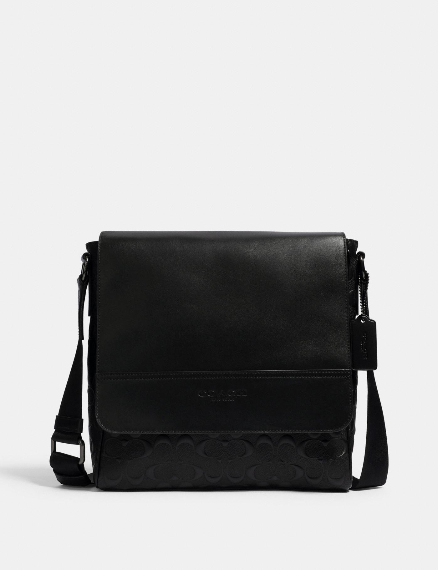 Coach Logo Strap Satchel In Black