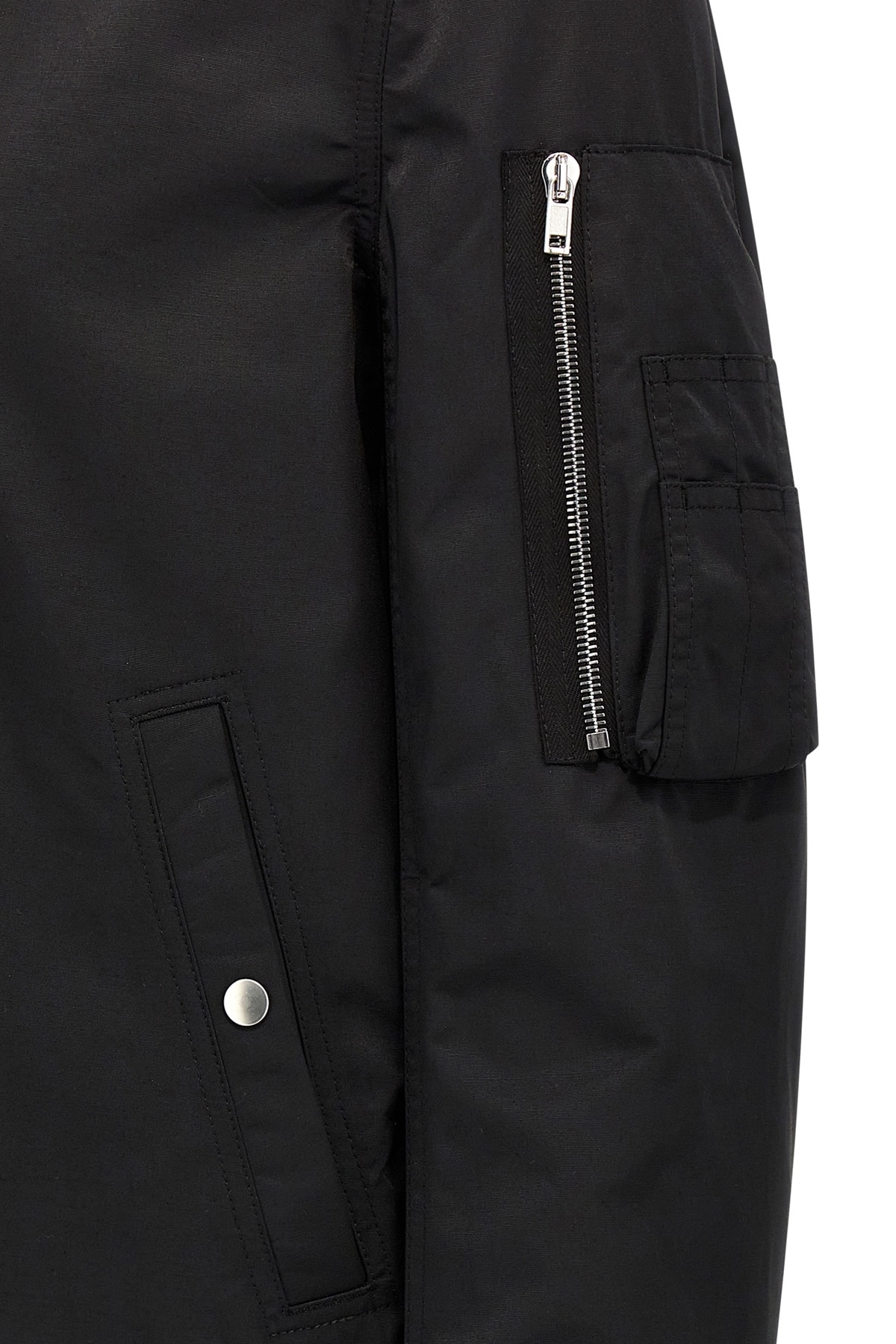 Rick Owens Drkshdw Ribbed Cuffs And Hem Bomber Jacket With Side And Sleeve Pockets In Black
