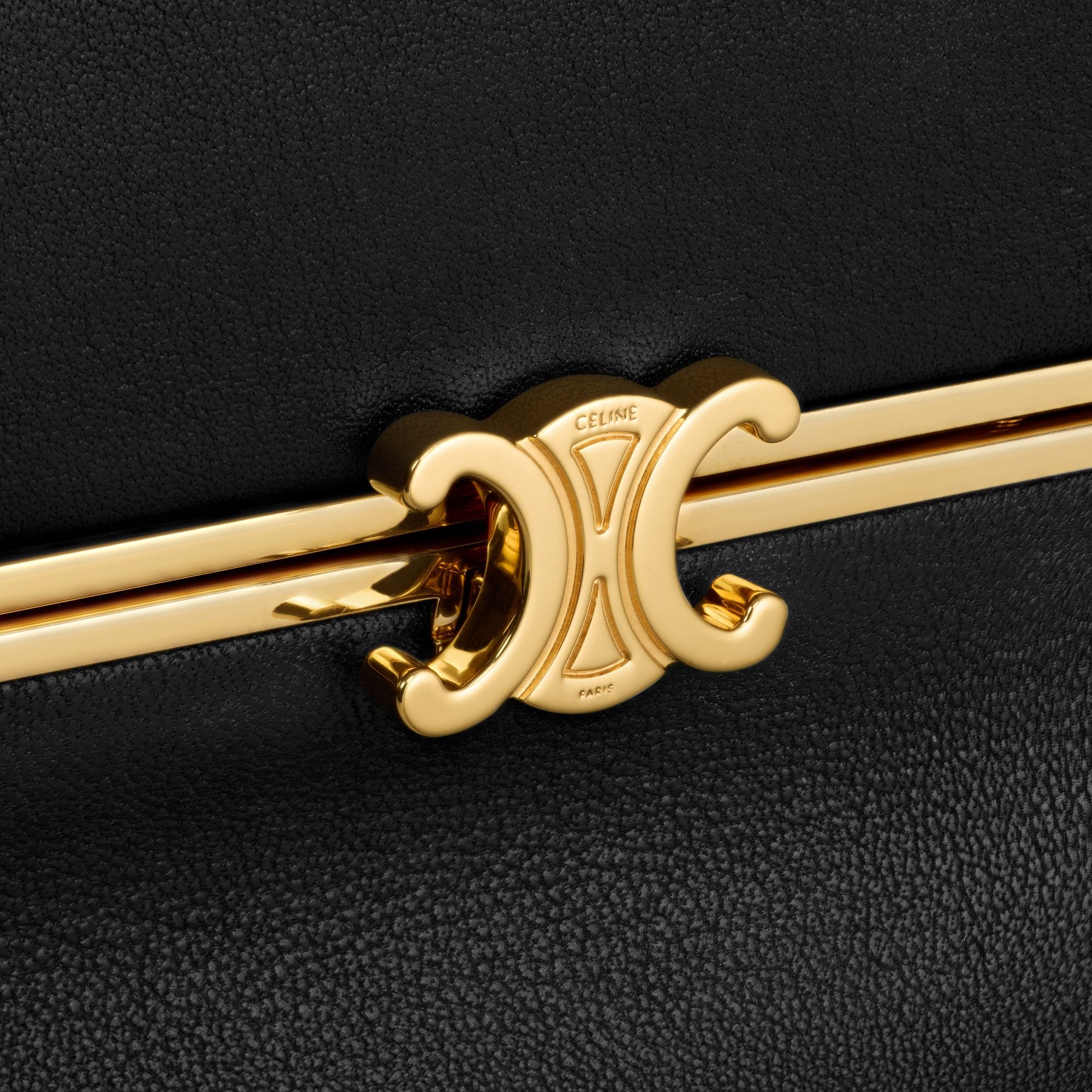 Celine Small Triomphe Frame In Supple Calfskin In Orange