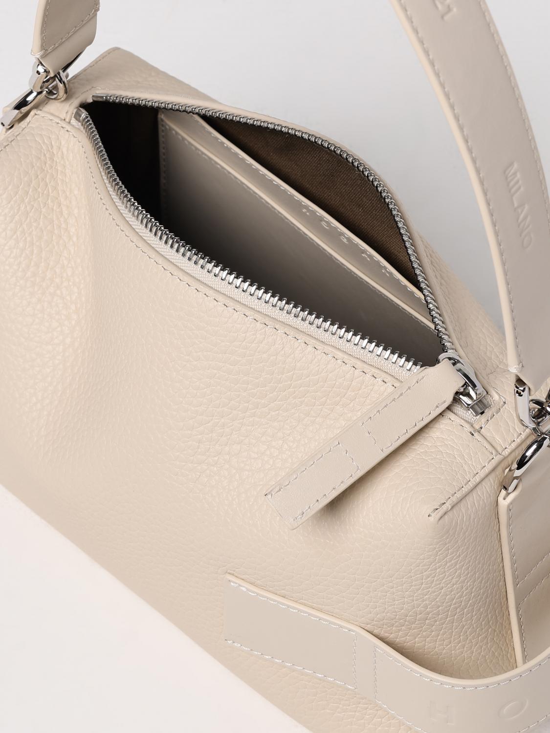 Hogan Script Bauletto Leather Shoulder Bag In Nude