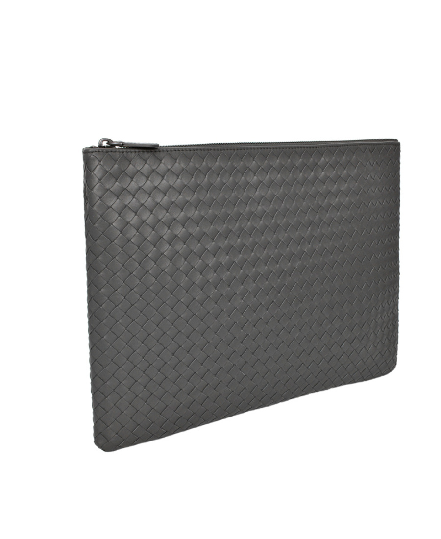 Bottega Veneta Intrecciato Clutch Bag In Gray