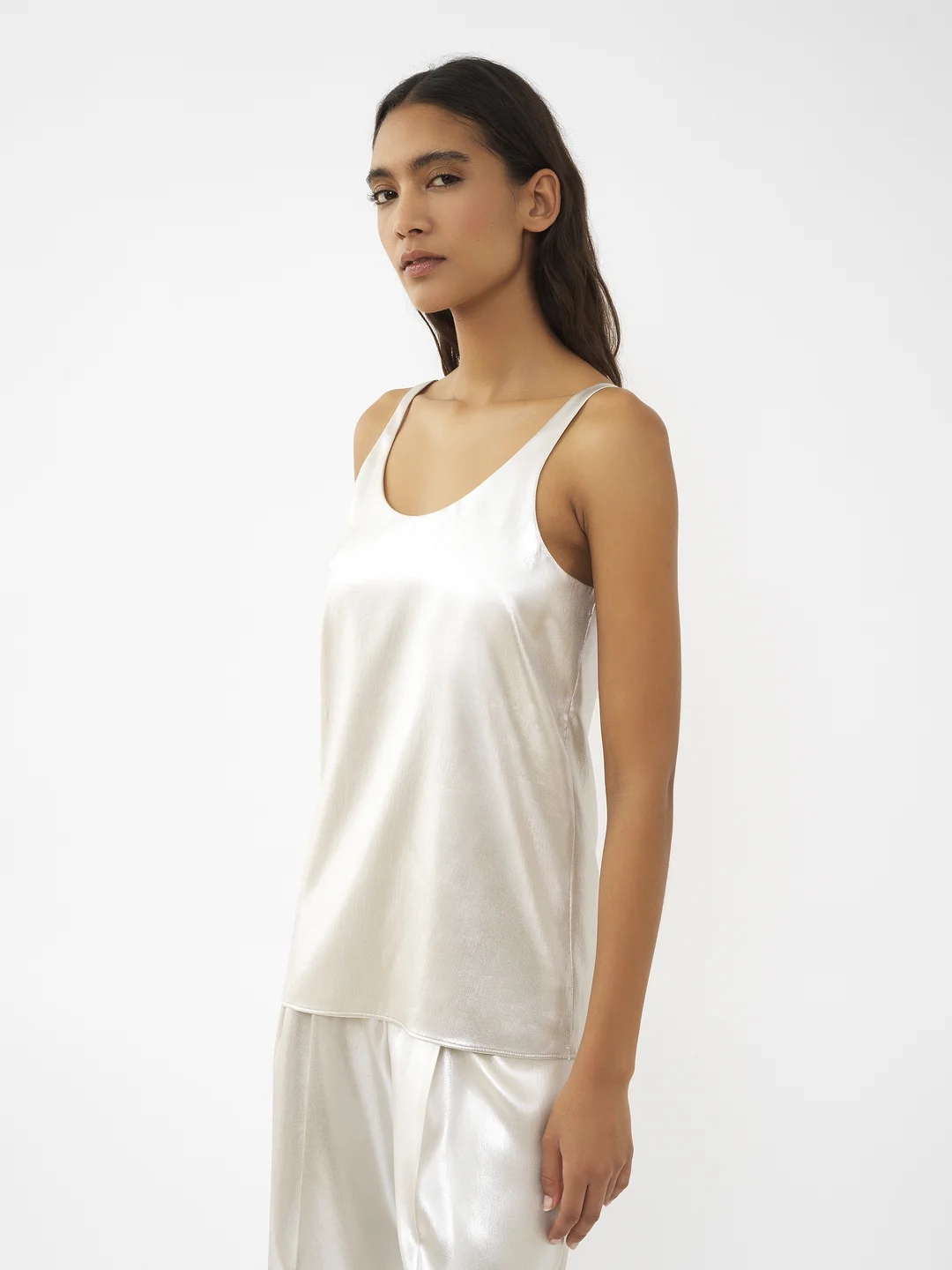 Chloé Laminated Silk Tank Top In White