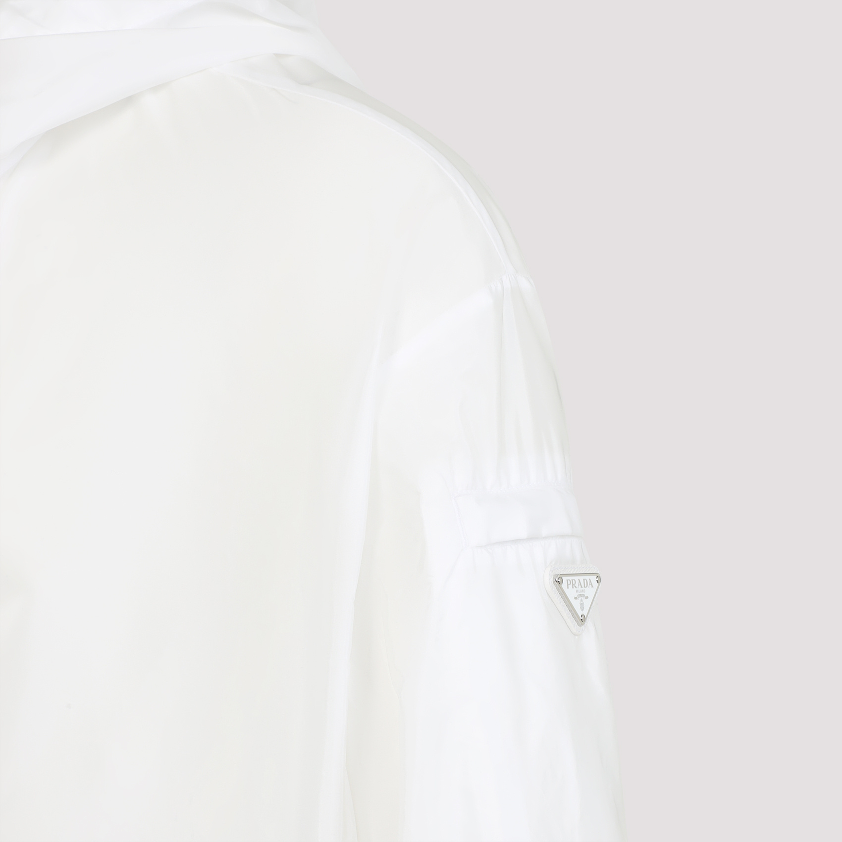 Prada White Lightweight Polyamide Jacket With Hood In White