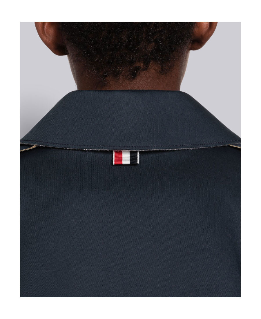 Thom Browne Rwb-detail Belted Trench Coat In Black