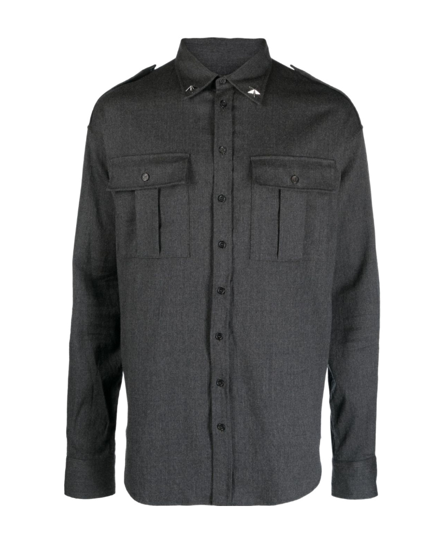 Dsquared2 Long-sleeve Virgin Wool Shirt In Black