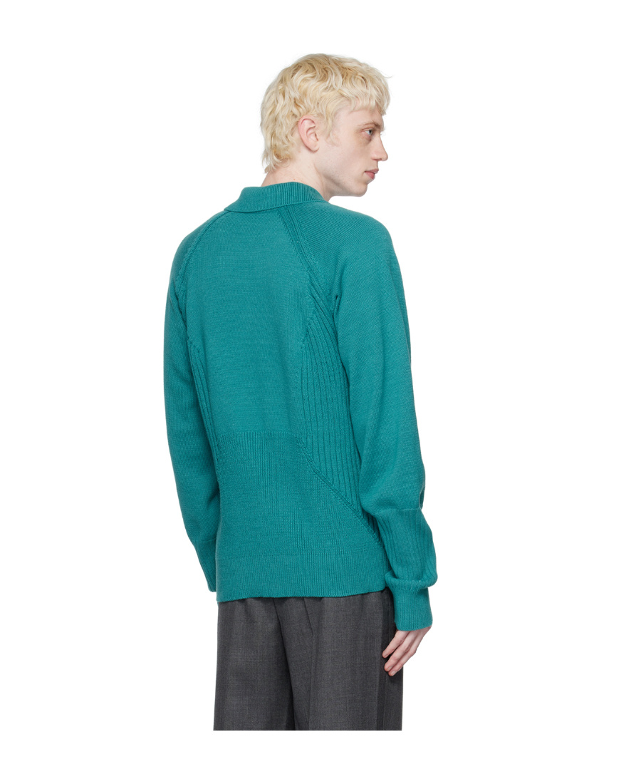 Ader Error Lapel Ribbed Sweater In Green