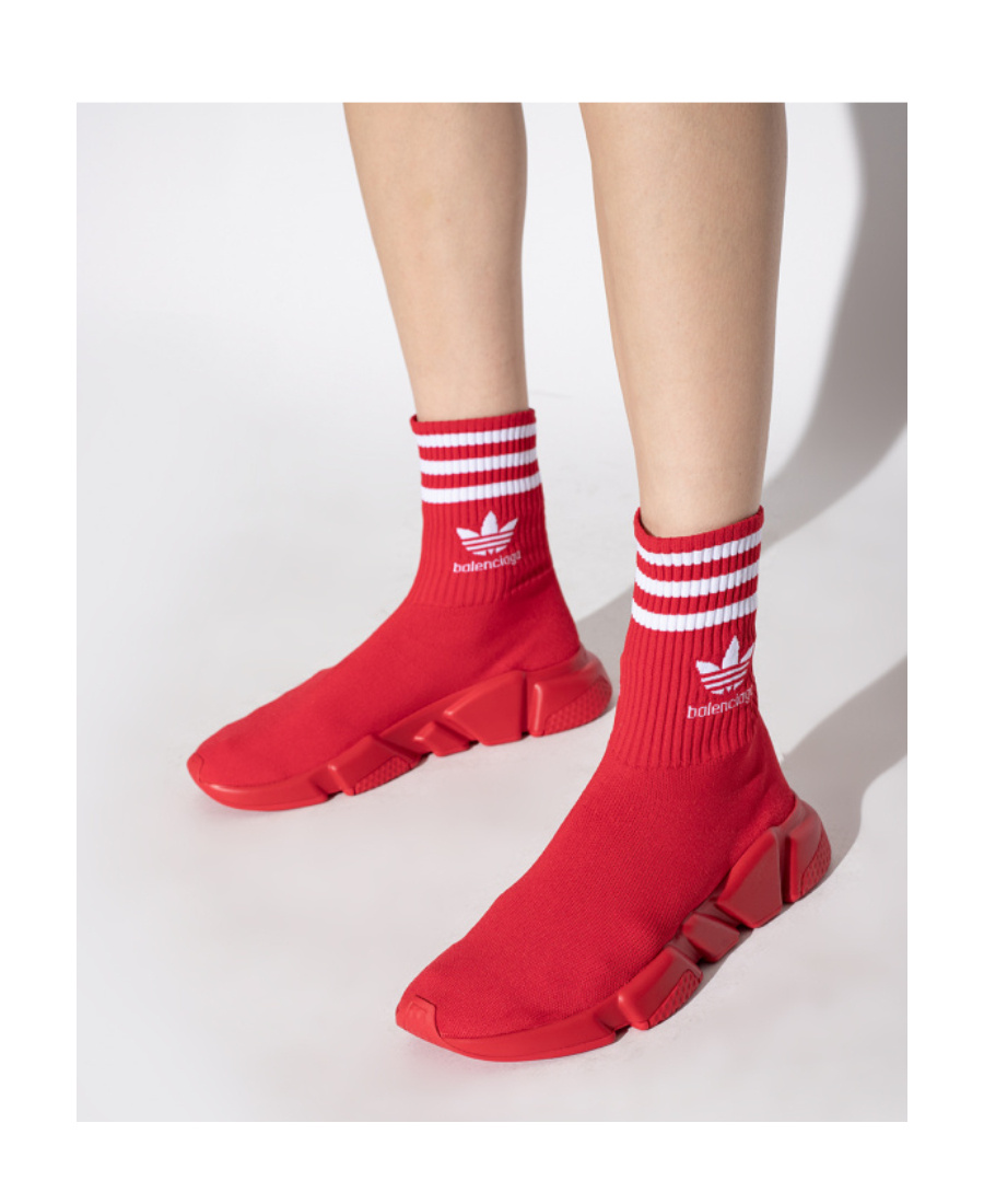 Balenciaga X Adidas Speed Sock-style Sneakers In Red