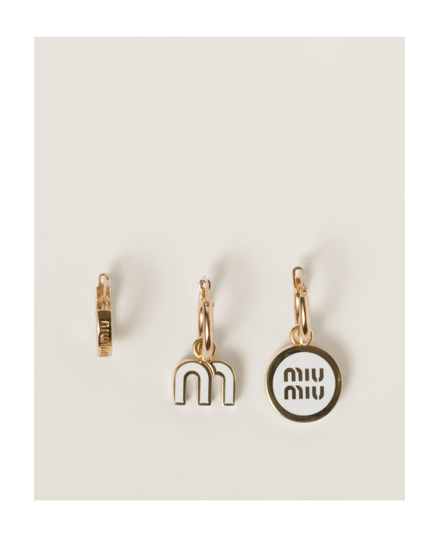 MIU MIU SET OF ENAMELED METAL EARRINGS