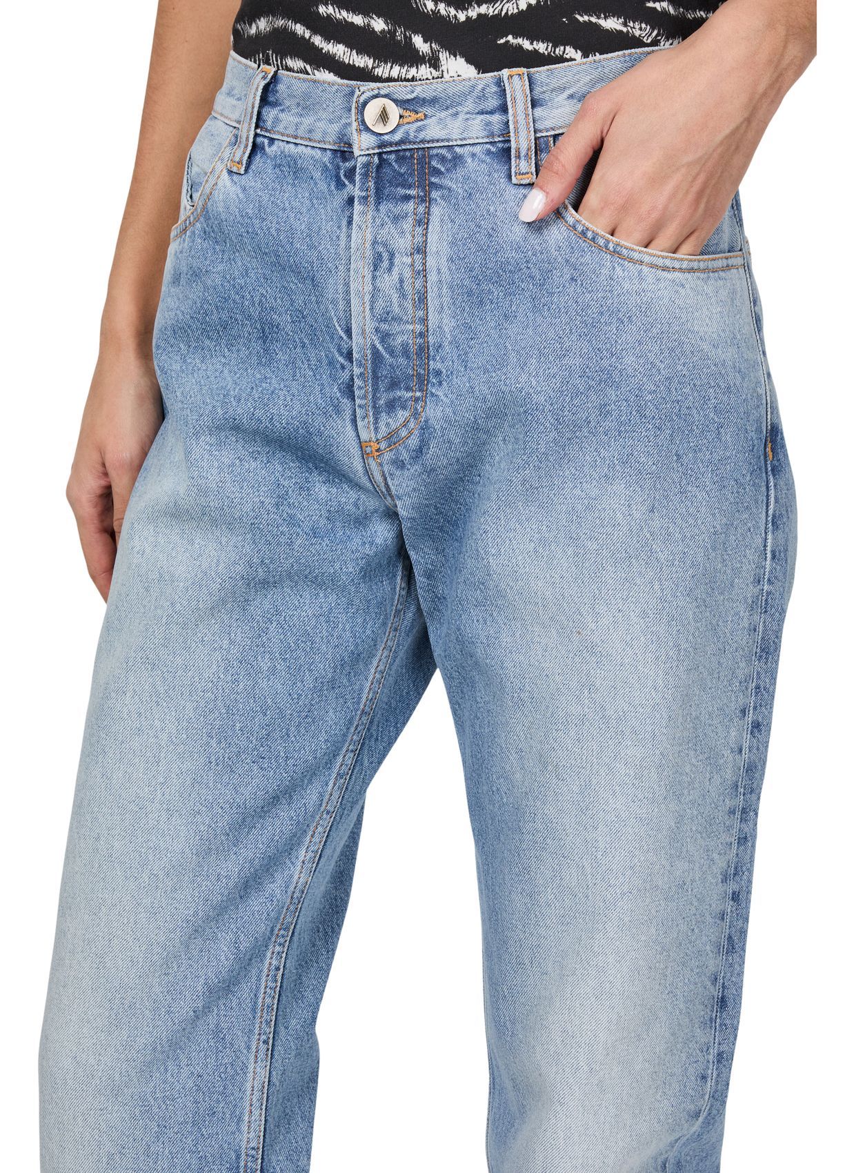 Attico Pantaloni Lunghi Straight Leg In Blue
