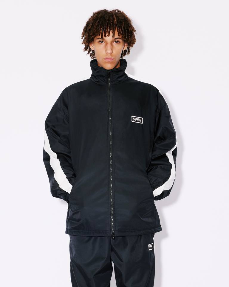 Kenzo Long-sleeved Casual Jacket With Standing Collar In Black