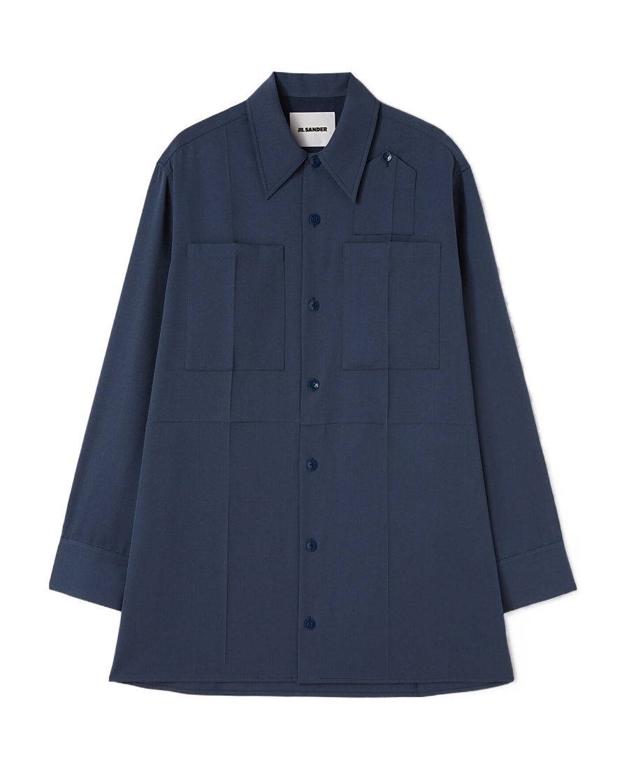 Jil Sander Oversized Wool-cotton Shirt In Black