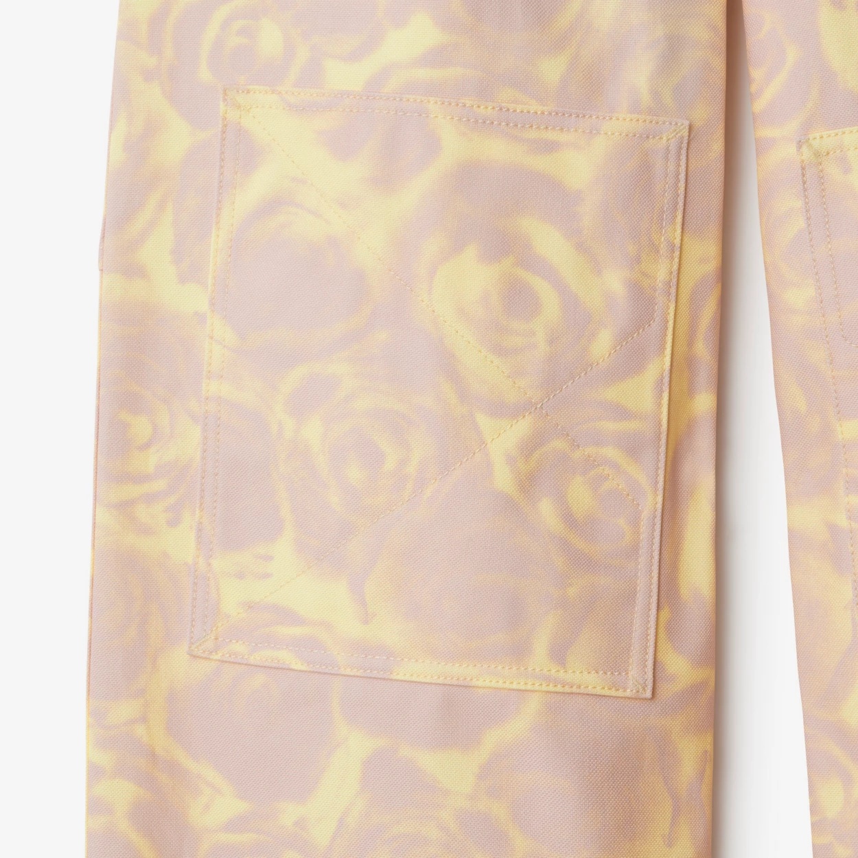 Burberry Rose-print High Waist Cotton Pants In Nude