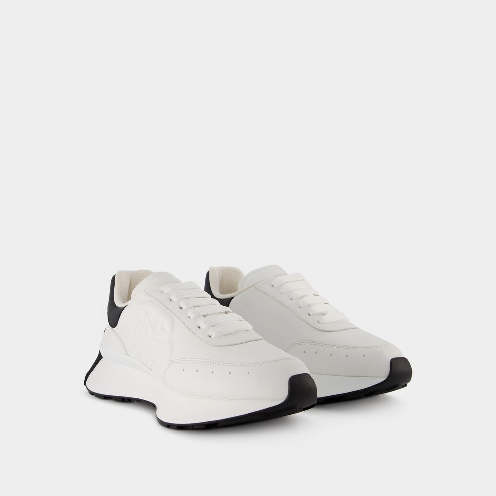 Alexander Mcqueen Sprint Runner Embossed Two-tone Leather Exaggerated-sole Sneakers