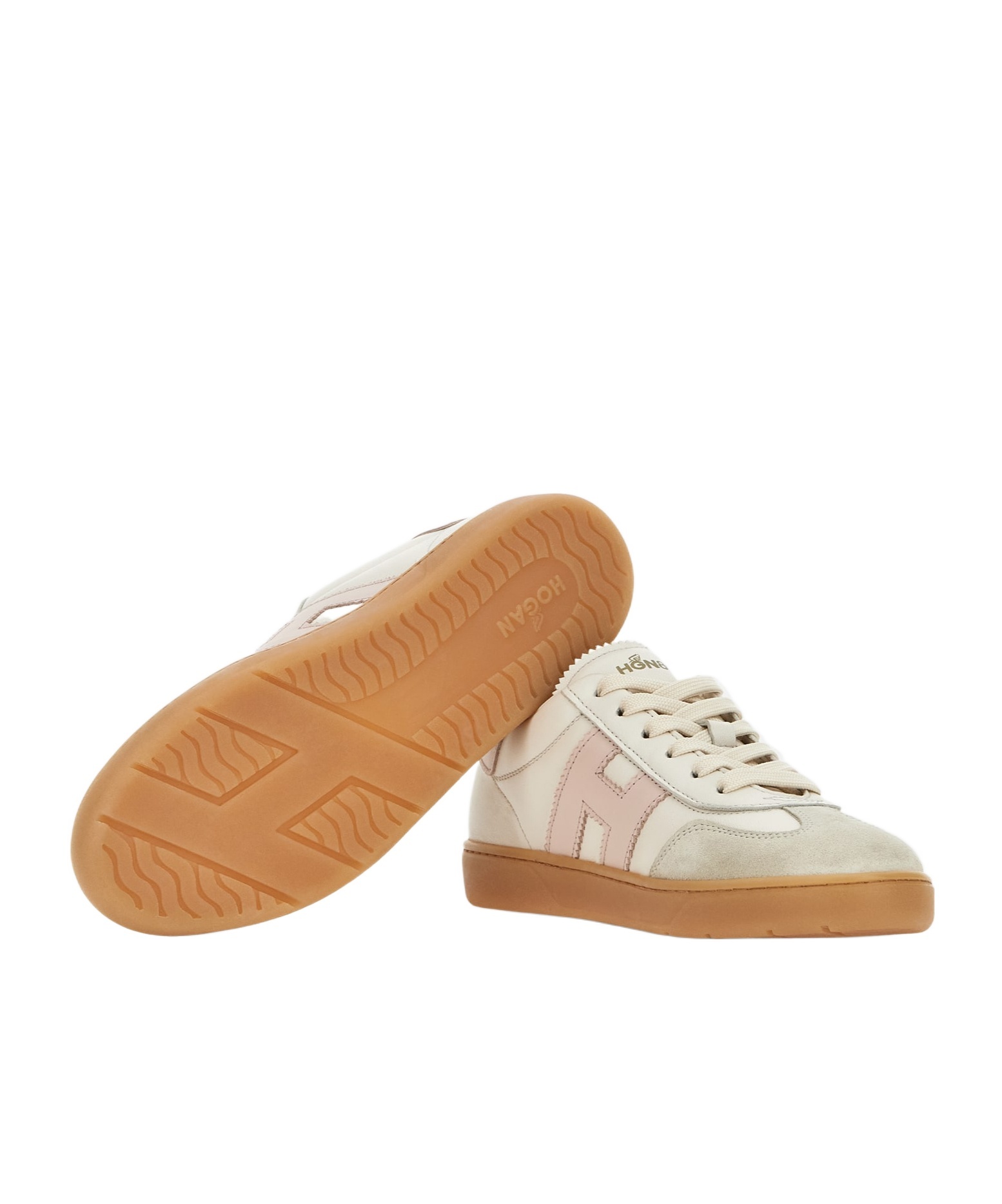 Hogan Cool Low-top Sneakers With Contrasting Suede And Leather In Nude