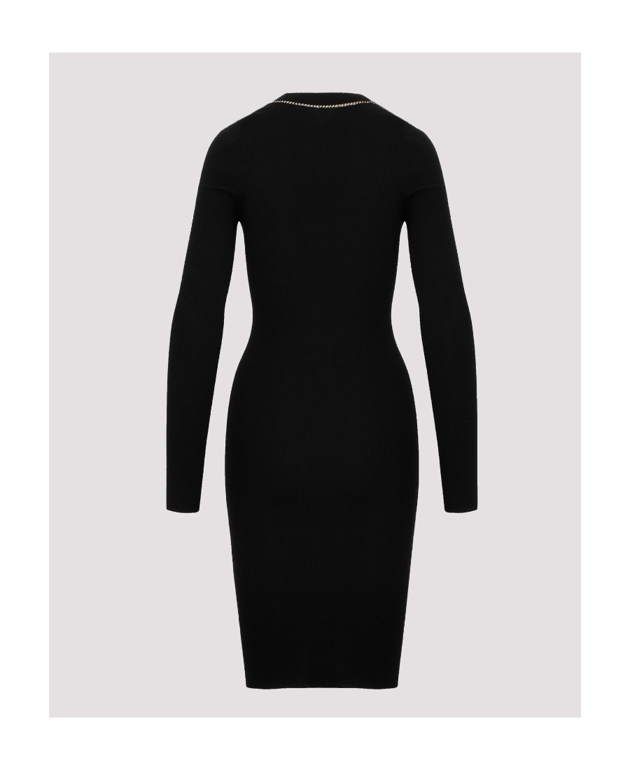 Bottega Veneta Chain-embellished Ribbed-cashmere Midi Dress In Black