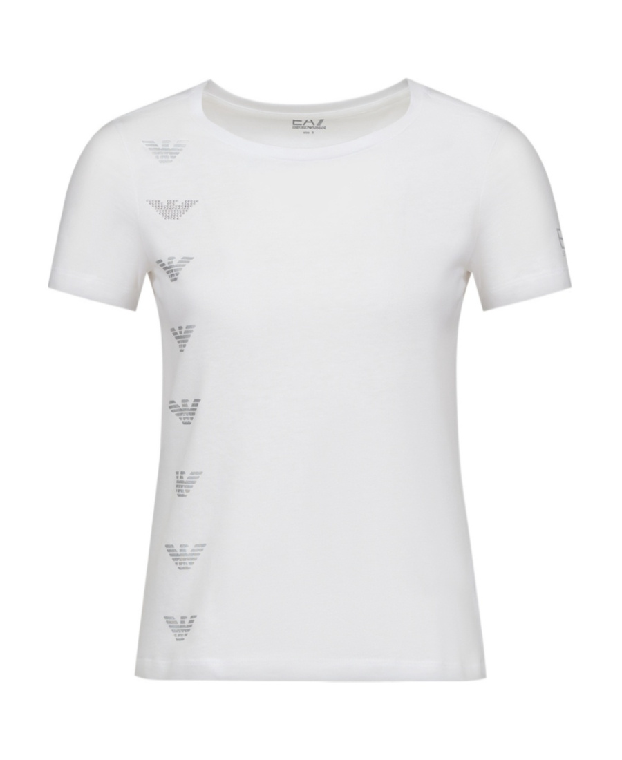 Ea7 T-shirt With Round Neck And Short Sleeves In White