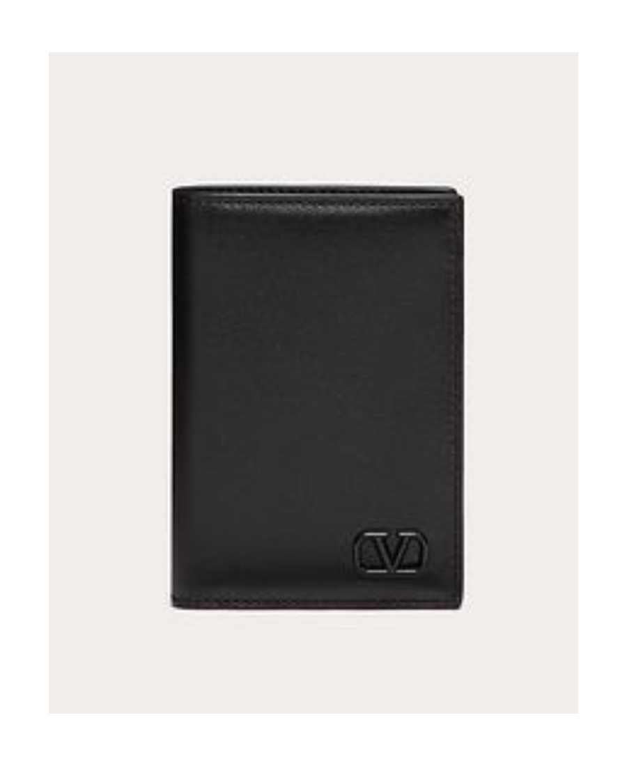 Valentino Vlogo Leather Cardholder In Black