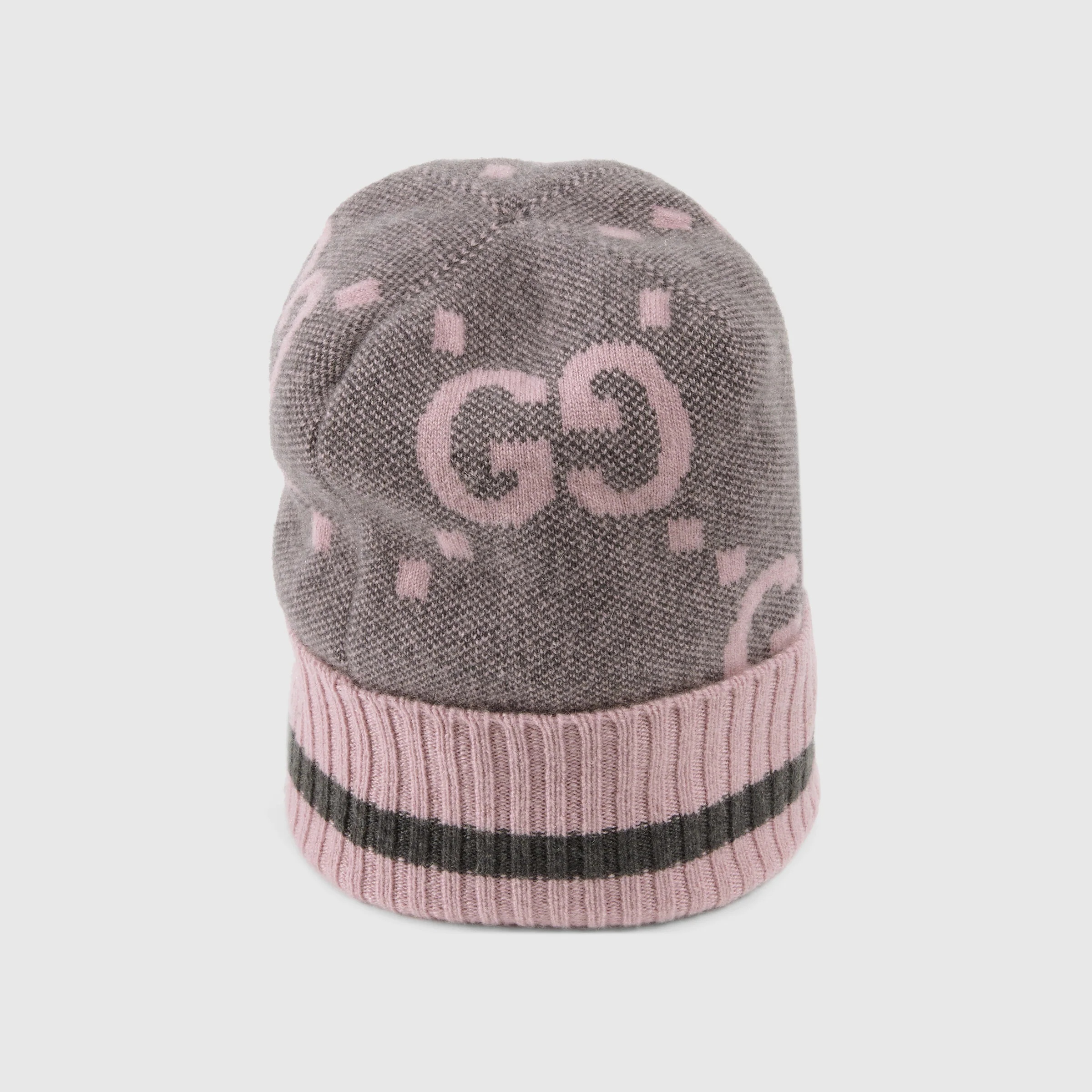 Gucci Intarsia-knit Logo Hat In Gray