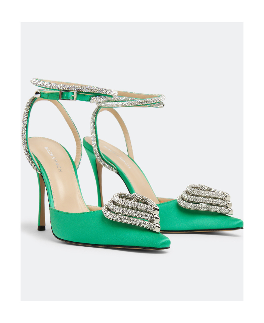 Mach&mach Mach & Mach Pumps Satin Slingback Pumps In Green
