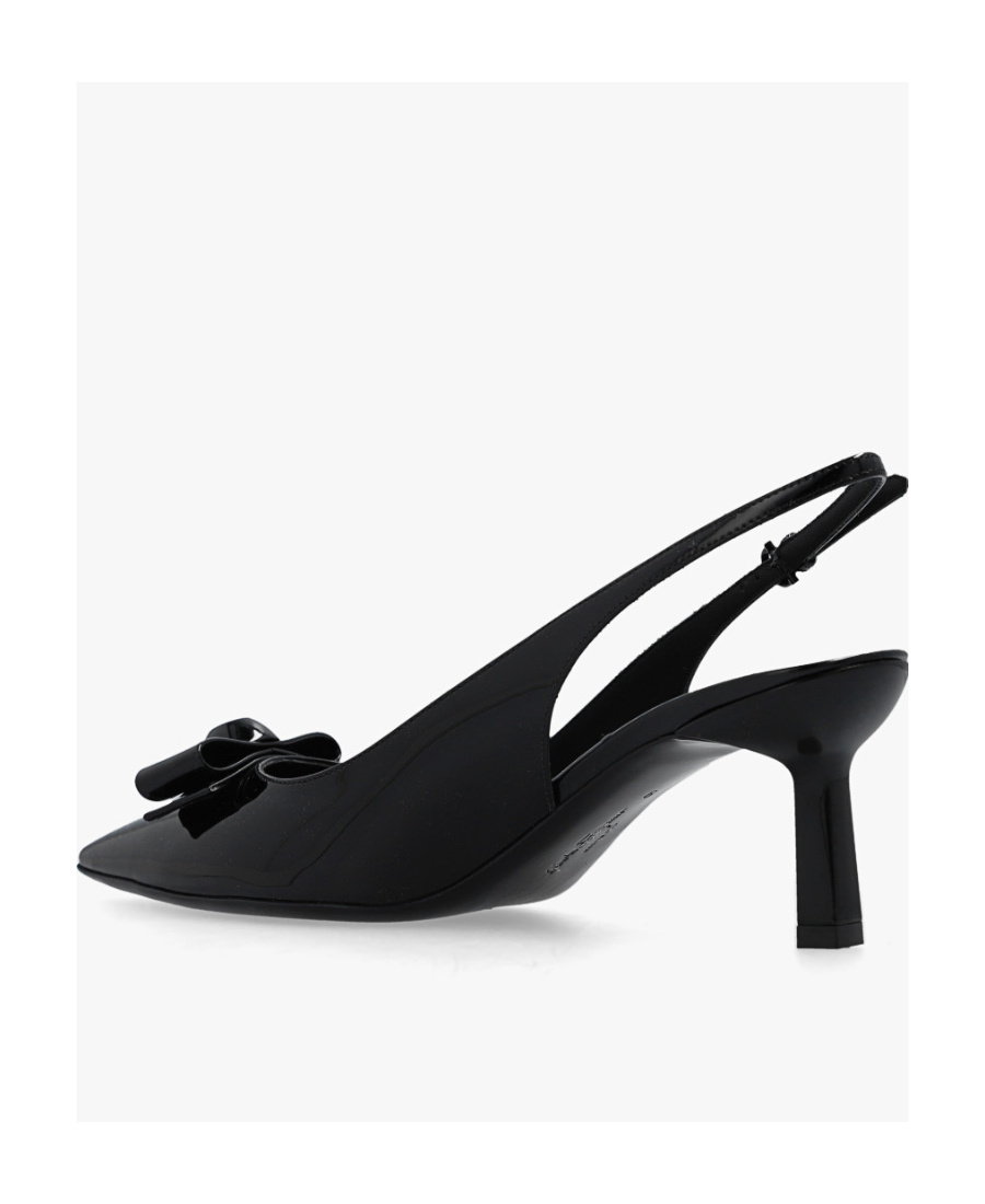 Ferragamo Arlene Bow Patent Slingback Pump In Black