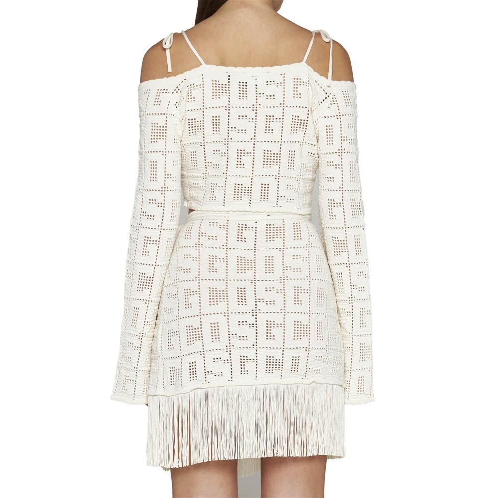Gcds Crochet-knit Logo Crop Top In White