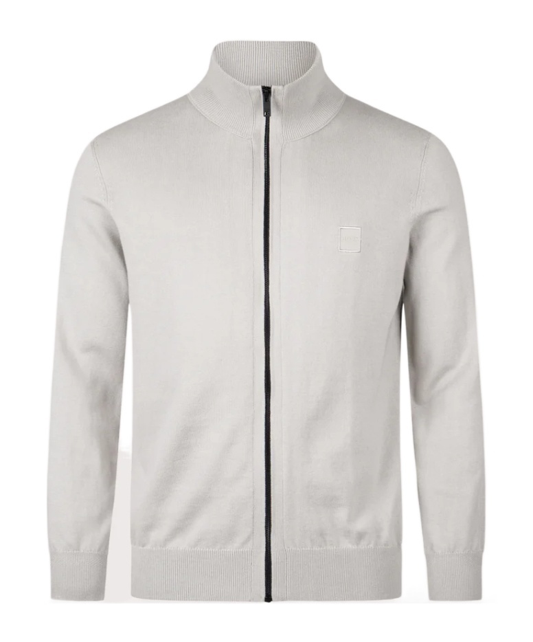 Hugo Boss Logo-patterned Knit Sweatshirt In Gray