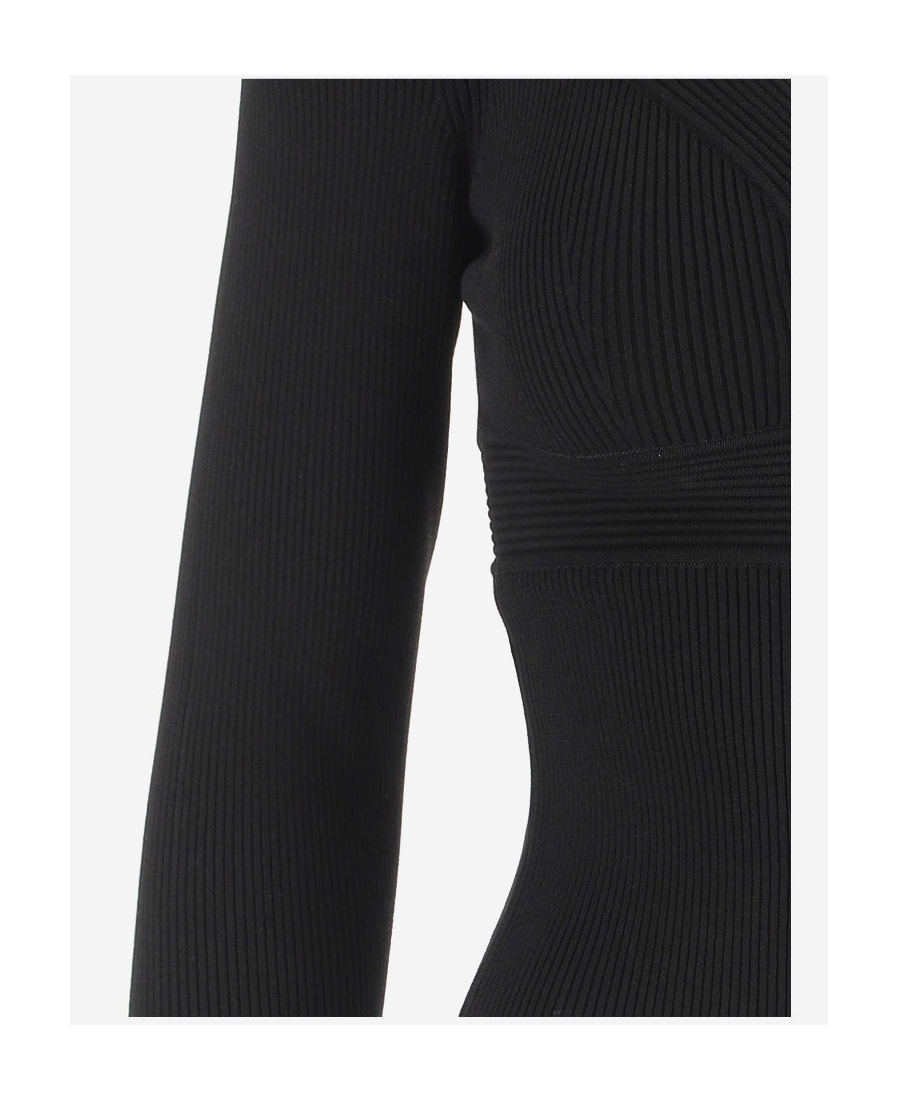 Alexander Mcqueen Black Cropped Top With Cut-out Details Black In Jersey Stretch Woman In Black