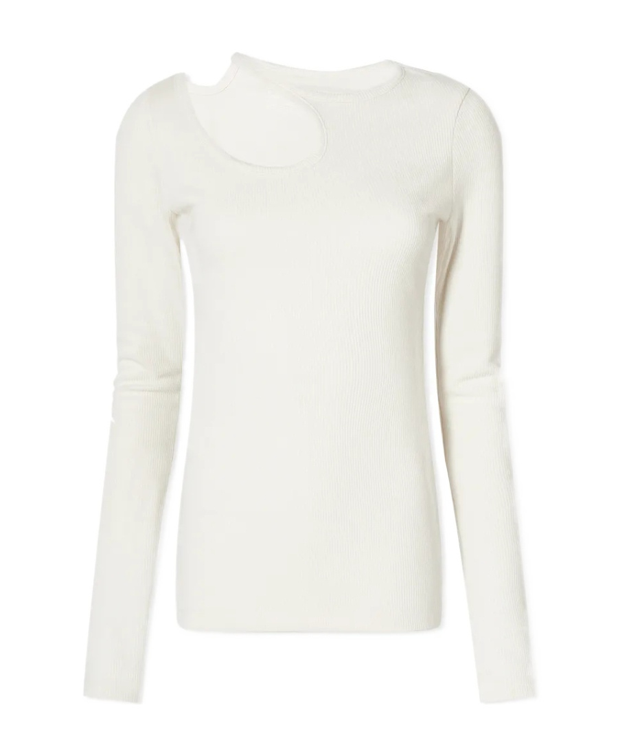 Low Classic Long Sleeved T-shirt With Holes In White