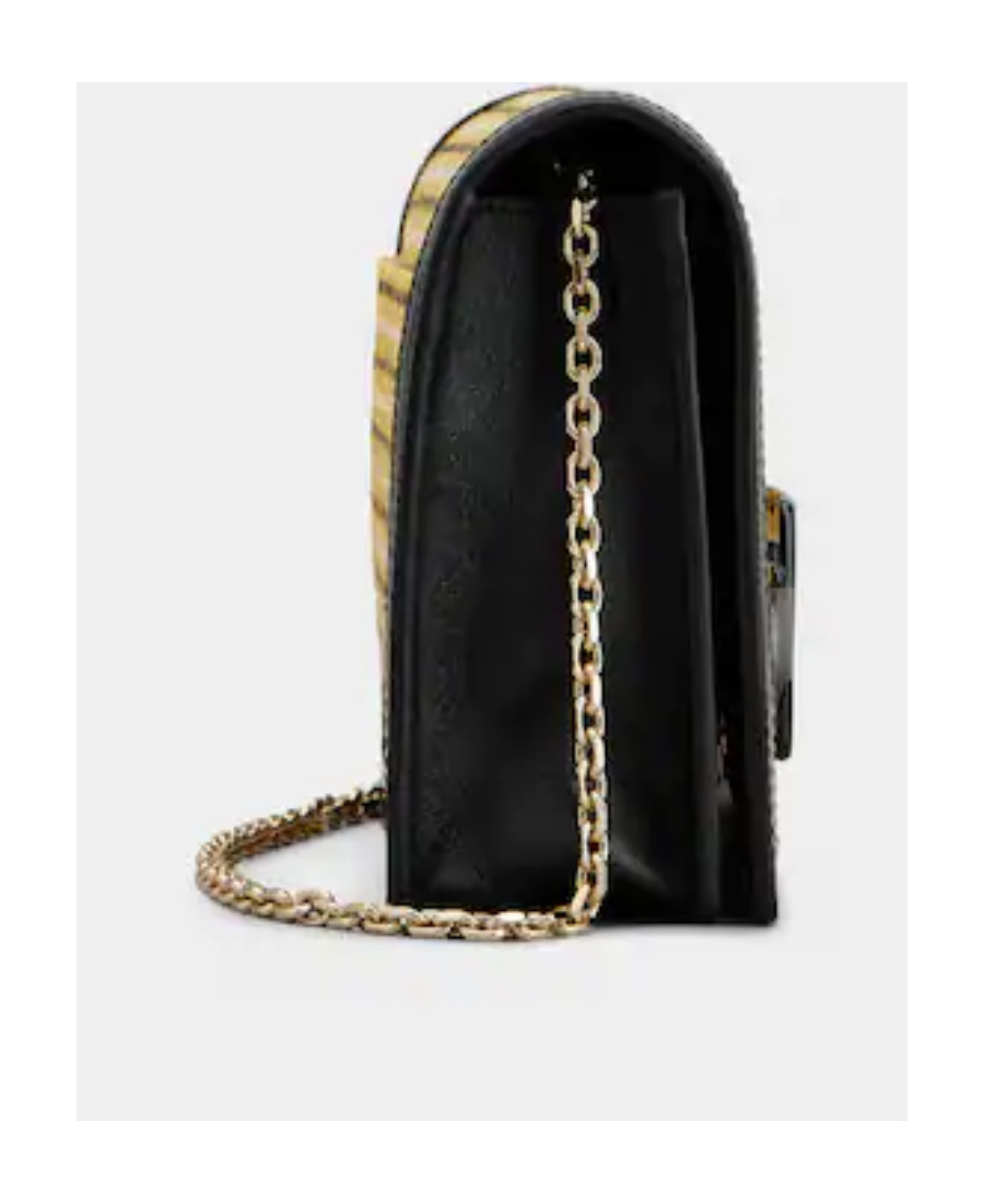 Roger Vivier Checked Foldover Top Clutch Bag In Black