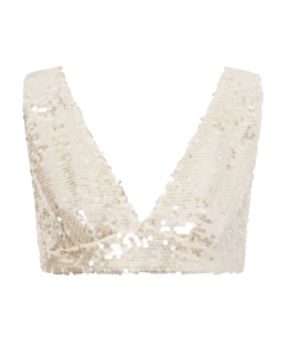 Shop Philosophy Di Lorenzo Serafini Sequined Cropped Top In White