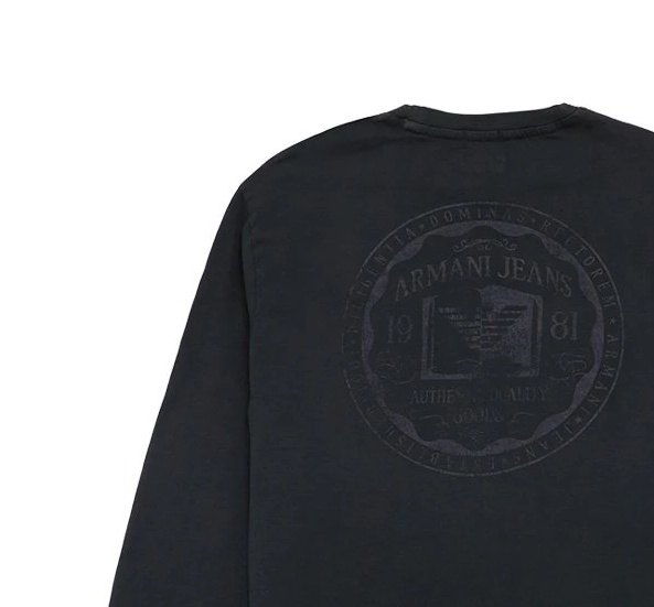 Armani Jeans Detail Long-sleeved T-shirt In Black