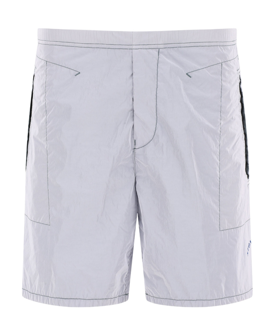 Stone Island Logo-print Elasticated-waist Shorts In Blue