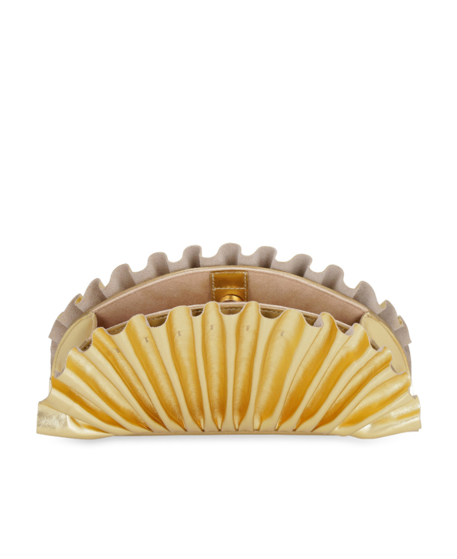 Cult Gaia Nala Mini Clutch With Pleated Detailing In Gold