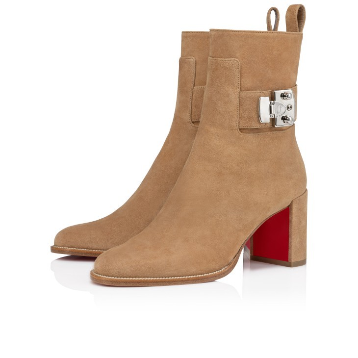 Christian Louboutin Booty Lock Ankle Boots In Brown