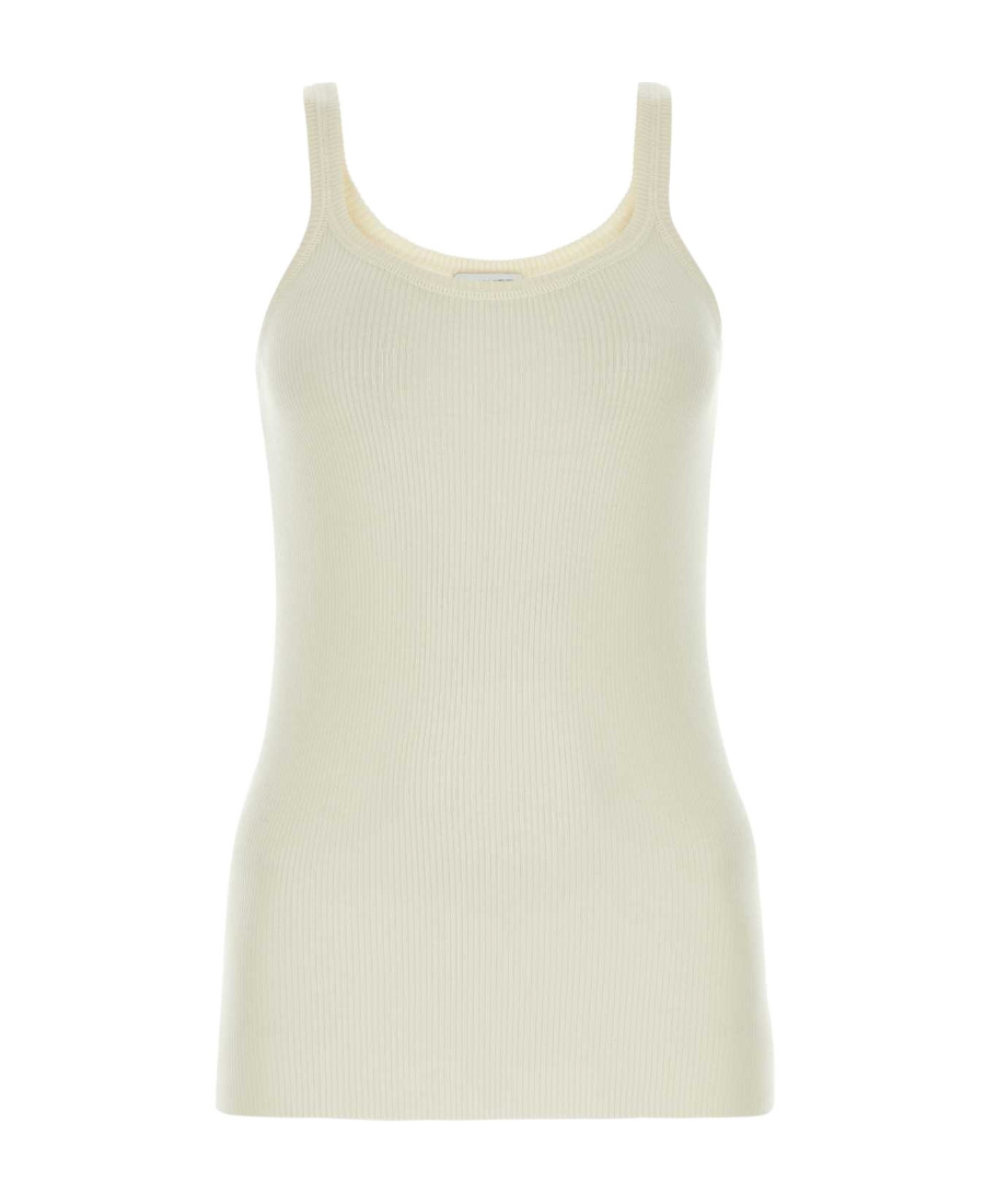 Bottega Veneta Ribbed Wool Sleeveless Top In White