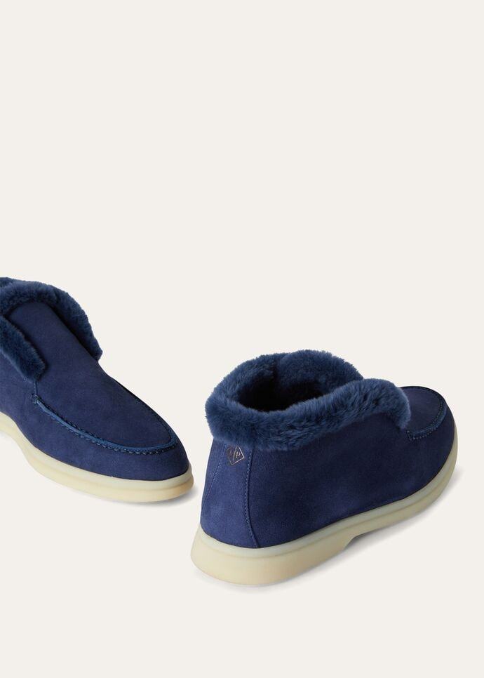 Loro Piana Open Walk Short Ankle Boots In Midnight Blue