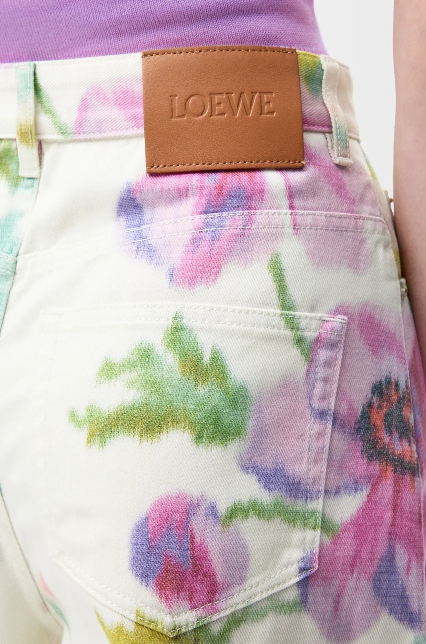 Loewe White Jeans With Floral Digital Print In White