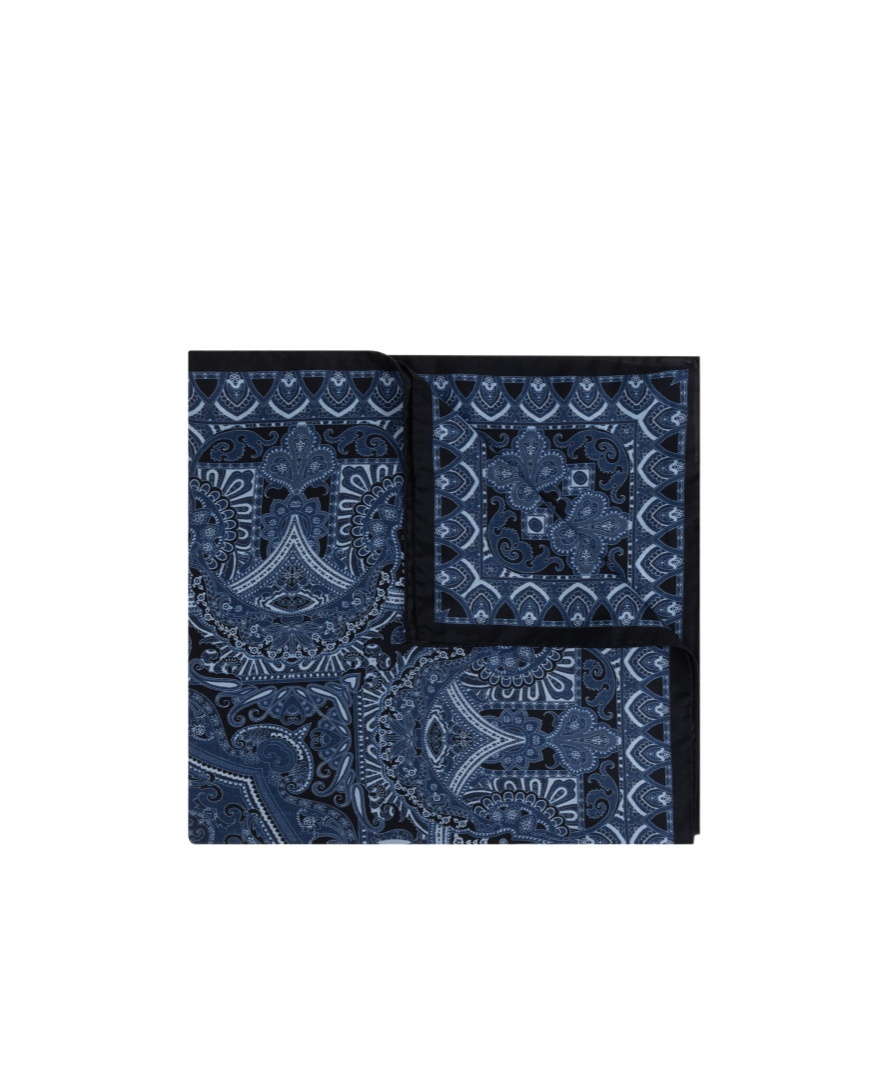 Etro Paisley Silk Scarf In Blue